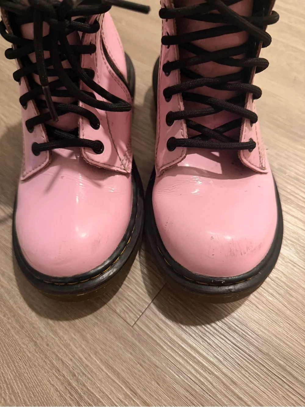 DR DOC MARTENS Girls Youth Size 13 Pink Boots Shoes 1460 J Patent Leather Zip
